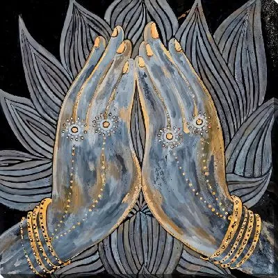 Картина маслом Буддийский жест на фоне лотоса