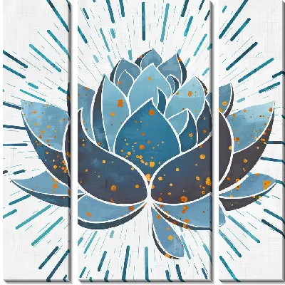 Модульная картина Лотос и лучи