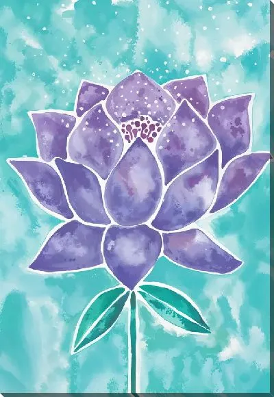 Картина маслом Сиреневый лотос в акварельной технике