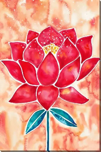 Картина маслом Розовый лотос в акварельной технике