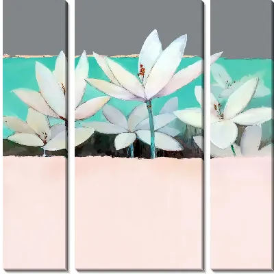 Белые лотосы с розовой полосой