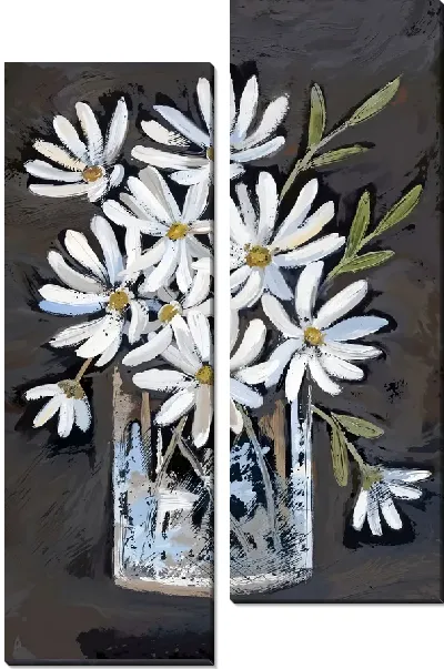 Модульная картина Ромашки в прозрачной вазе