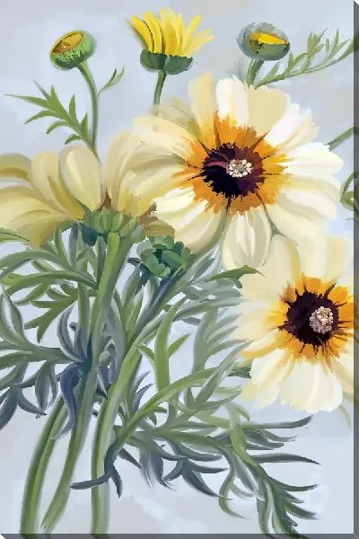 Картина маслом Персиковые ромашки