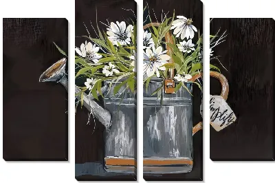 Модульная картина Букет ромашек в лейке