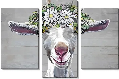 Модульная картина Коза с ромашками