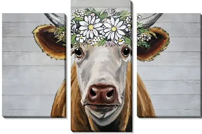 Модульная картина Корова с ромашками