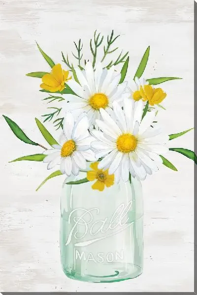 Картина маслом Букет с белоснежными ромашками в банке