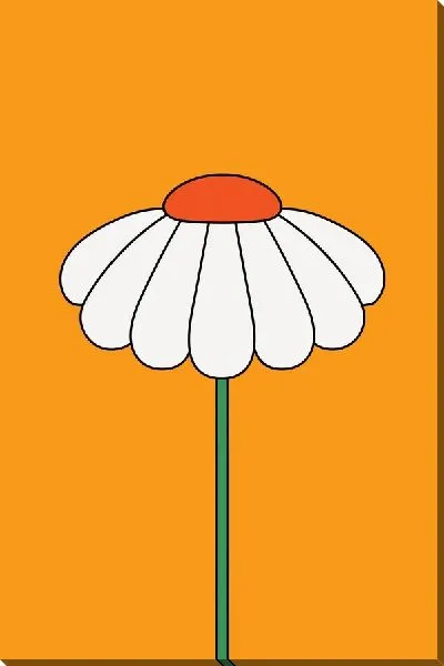 Картина маслом Ромашка на оранжевом фоне в стиле минимализм