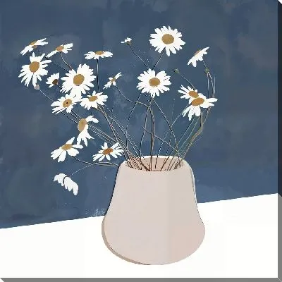 Картина маслом Букет ромашек в скандинавском стиле