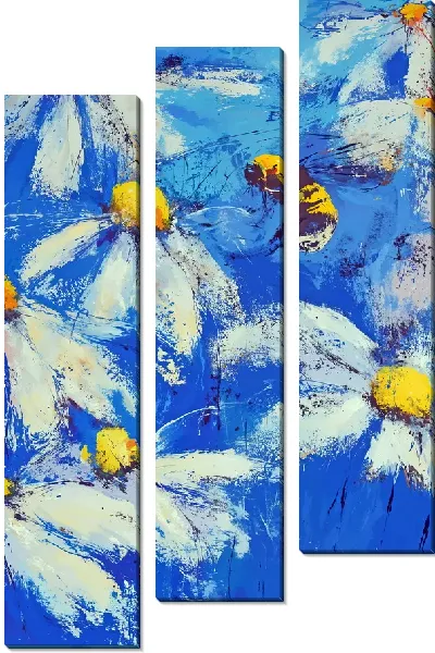 Модульная картина Пчела на ромашковом поле