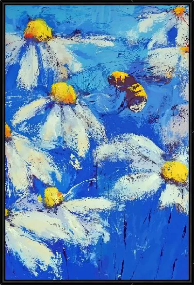 Картина Пчела на ромашковом поле