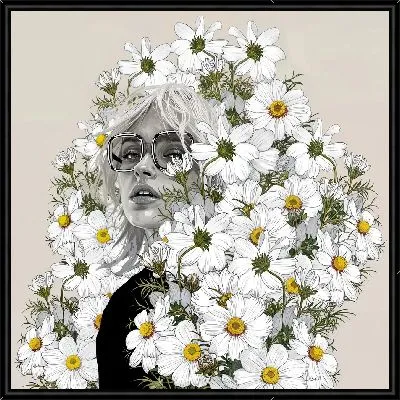 Девушка с ромашками на голове