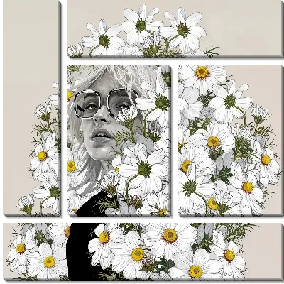 Девушка с ромашками на голове