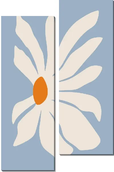 Модульная картина Белая ромашка в стиле минимализм