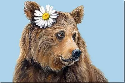 Картина маслом Медведица с ромашкой