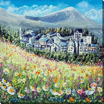 Картина маслом Поле ромашек