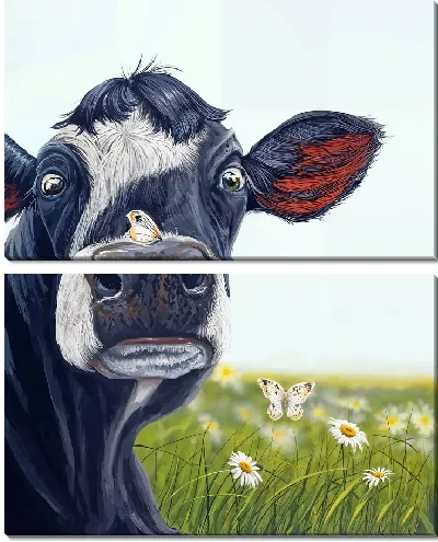 Модульная картина Корова и бабочка