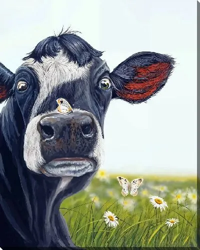Картина маслом Корова и бабочка