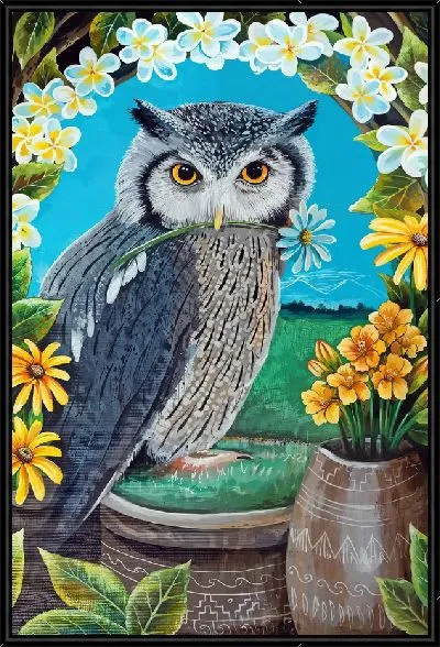 Картина Сова и ромашки