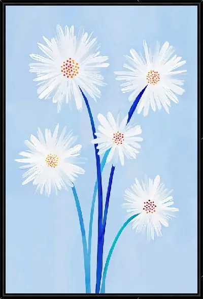 Картина Ромашки на голубом фоне
