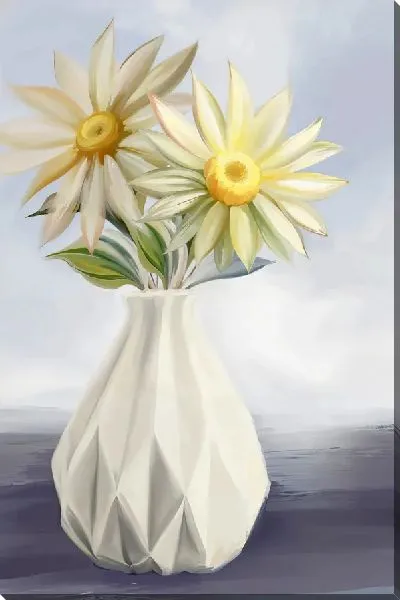 Картина маслом Ромашки в красивой вазе