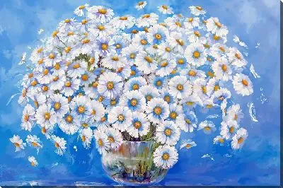 Картина маслом Пышный букет ромашек