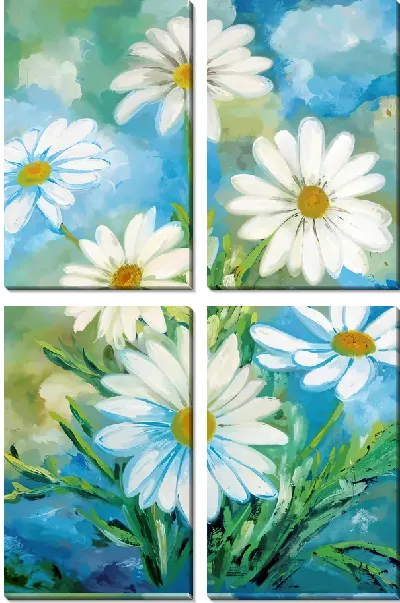 Модульная картина Солнечные ромашки