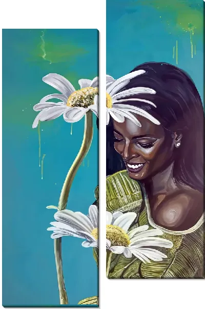 Модульная картина Африканка и две ромашки