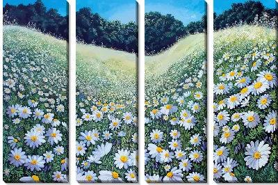 Модульная картина Ромашковое поле на холмах