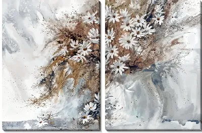 Модульная картина Ромашки в белой вазе