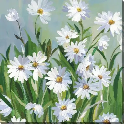 Картина маслом Ромашки и листья