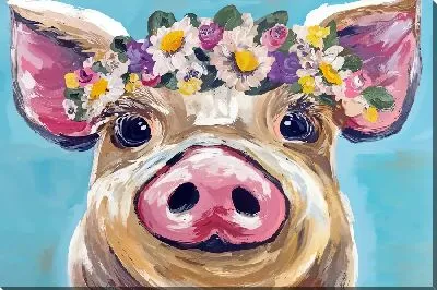 Поросенок с венком из ромашек