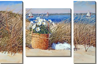 Модульная картина Букет ромашек на пляже