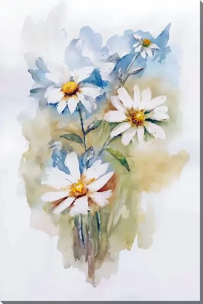 Картина маслом Акварельная композиция с ромашками