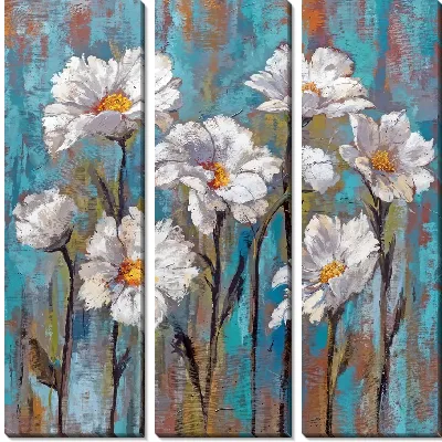 Модульная картина Фактурные ромашки