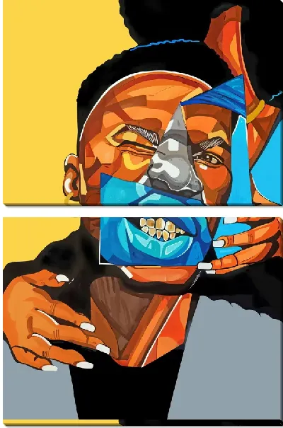 Модульная картина Золотые зубы