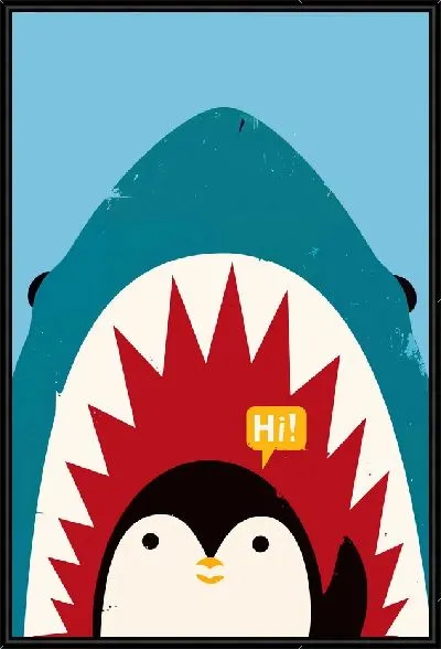 Картина Акула с зубами и пингвин