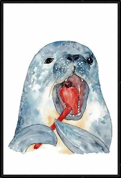 Картина Морской котик чистит зубы