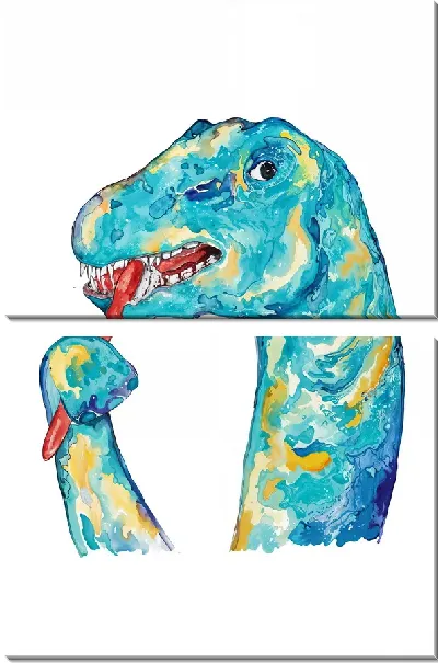 Модульная картина Динозаврик чистит зубы