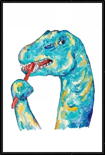 Картина Динозаврик чистит зубы