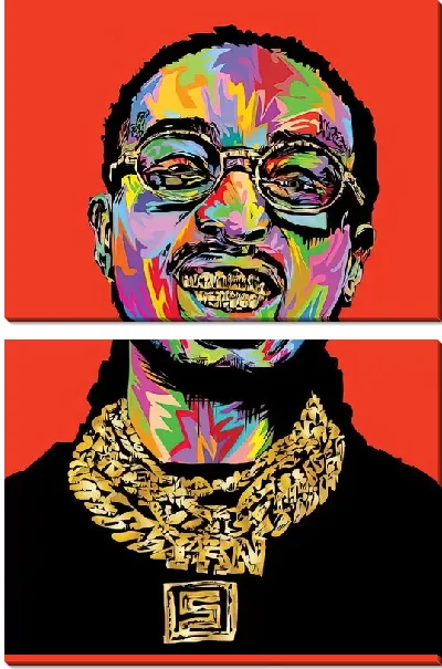 Модульная картина Рэпер с золотыми зубами в стиле поп-арт