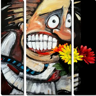 Модульная картина Белоснежная улыбка и букет цветов