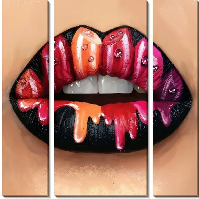 Модульная картина Черные губы