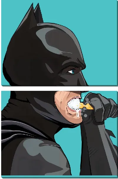 Модульная картина Бэтмен утром чистит зубы