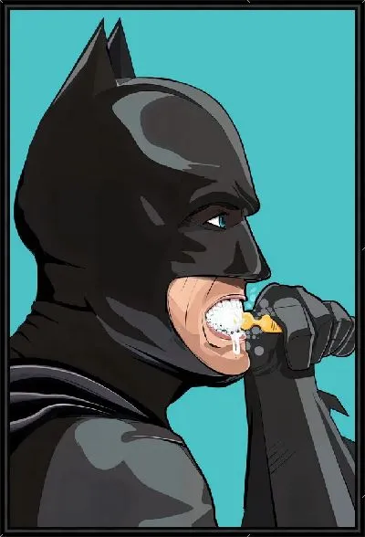 Картина Бэтмен утром чистит зубы