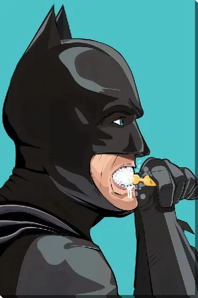 Постер Бэтмен утром чистит зубы