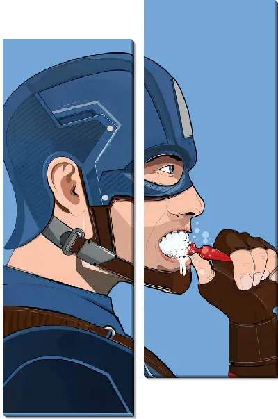 Модульная картина Капитан Америка чистит зубы