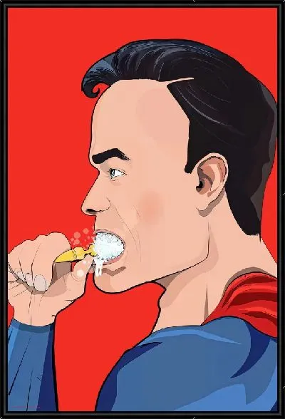 Картина Супермен чистит зубы