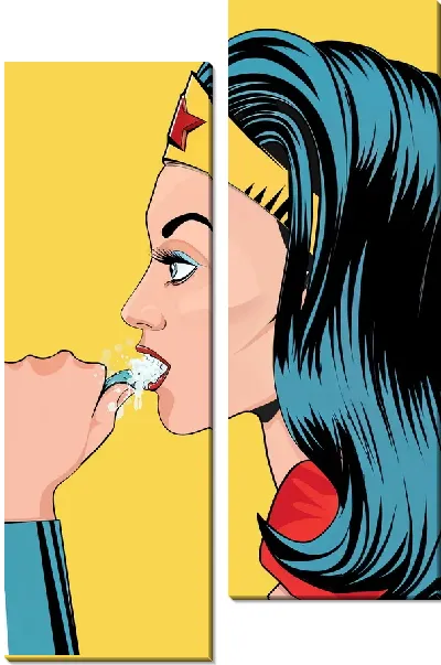 Модульная картина Чудо-женщина чистит зубы