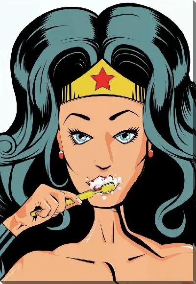 Постер Супер-женщина и чистка зубов